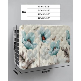 Spring Indoor Air Conditioner Covers, Retro Turquoise Flowers Floral Butterfly Dragonfly Country Style Durable Insulation AC Covers for Inside Window Unit with Elastic Strap 25 x 18 x 3.5 inches