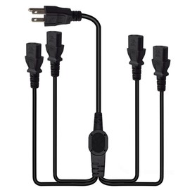 Strhowill Computer Power Splitter Cord,Monitor Power Cord,NEMA 5-15P to IEC320 4X C13 Y-Power Cable, C13 Splitter,Power Supply for 4 Devices at a time - UL Listed(6.5FT/2M, 5-15P to 4X C13)