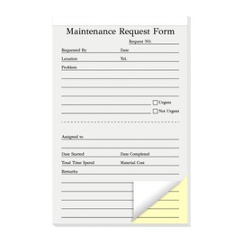 suituts 300 Sets Maintenance Request Book/Forms, 2 Part Carbonless, 6 Pack 5.5 x 8.5 Inch Maintenance Request Slips, Repair Request Forms (50 Sets Each Pad)