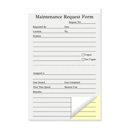 suituts 300 Sets Maintenance Request Book/Forms, 2 Part Carbonless, 6 Pack 5.5 x 8.5 Inch Maintenance Request Slips, Repair Request Forms (50 Sets Each Pad)