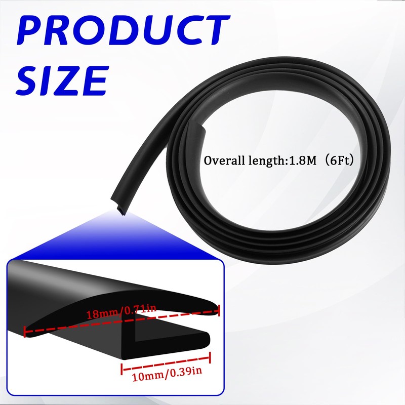 1.8M/6Ft Windshield Cowl Rubber Seal Strip, H-Shape Window Door Sunroof