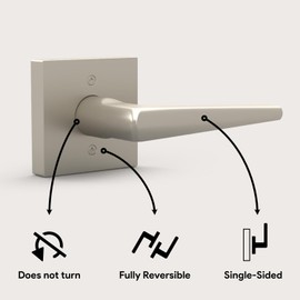 Mega Handles - SCHEIN Dummy I Lever Door Lock Handle Set for Closet or French Doors I Single Side, Non-Turning I Fits All Standard Door Sizes I Screws Included - Satin Nickel (2 Pack)