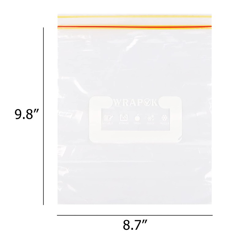 WRAPOK Medium Freezer Bags Ziplock Reusable Sandwich Plastic Food Bags