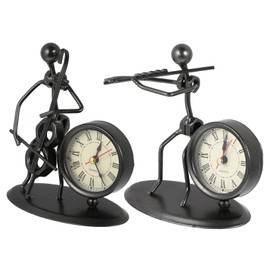 ABOOFAN 2pcs Iron Music Band Clock Shape Ornaments Retro Style Home Decor Metal Artwork