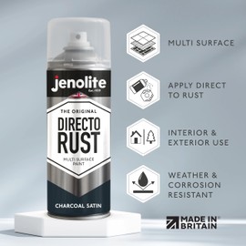 JENOLITE Directorust Satin Spray Paint | CHARCOAL GREY | 400ml (13.52fl oz) | Semi-Gloss Spray Paint | Wood, Metal, Plastic, Ceramic & Rusted Surfaces | Interior & Exterior Use | RAL7016