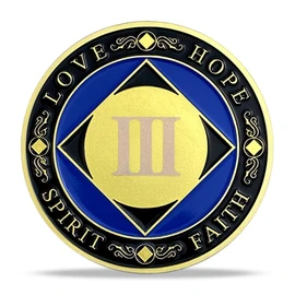 3 Year NA Medallion Gold Plated Narcotics Anonymous Coins Birthday Anniversary Token Recovery Gift