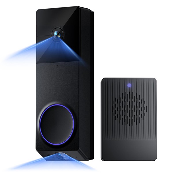 WYZE Wireless Duo Cam Video Doorbell (Chime Included), Battery Powered,