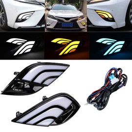 1 Pair LED Daytime Running Lamp DRL Turn Signal Fog Lights Compatible with Toyota Camry 2018-2020 SE XSE