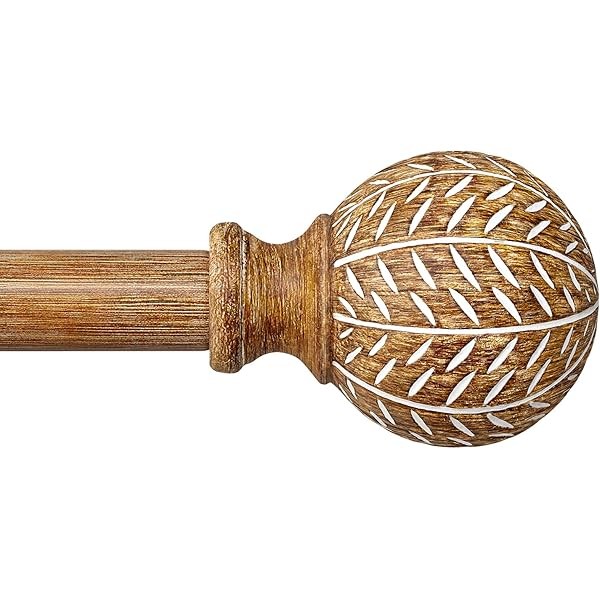 Wood Curtain Rods for Windows 48 to 84 Inch(4-7ft),1'' Diameter