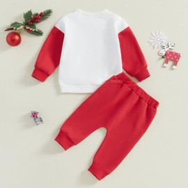 MOLZULAMS Toddler Baby Girl Boy Christmas Outfit Christmas Tree/Santa/Merry/Jolly Sweatshirt Plaid Pants Fall Winter Clothes (Red A, 2-3T)