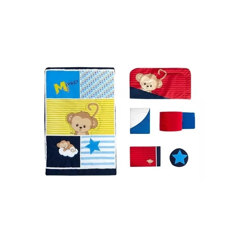 Chiqui Mundo Set Edredón Para Cama Cuna Corral Baby Monkey