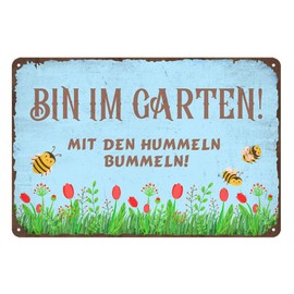 Retro Garden Signs Bin in the Garden Sign, Metal Sign Garden Vintage Decoration for Balcony Patio Garden 20 x 30 cm