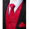 HISDERN Men's Vest Tie Set Paisley Floral Jacquard Formal Silk