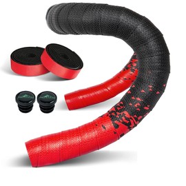VXM Bike Handlebar Tape,Road Bicycle Bar Tape, PU Leather + EVA,Gradient Color Cycling Handle Grip Wrap-2 Rolls (Red)