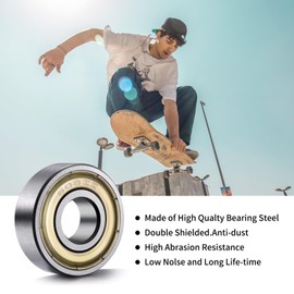 Pack of 20 608 ZZ Ball Bearings for Skateboards, Scooters, Inline Skates - Metal Double Shielded Miniature Deep Groove Ball Bearings, 22 mm x 8 mm x 7 mm, ABEC-7