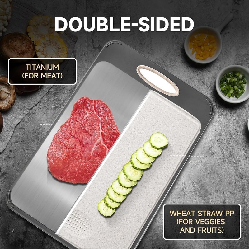 Double-Sided Chopping Board, Titanium Chopping Boards, Cutting Board, Stainless Steel,