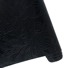 ONEART | Flower Embossed Textured Faux Leather, 12"×54" Floral Embossed Synthethic Pleather for Bows Earrings Sewing Projects-Black