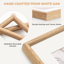 6x8 Oak Picture Frame with Mat for 5x7, 6x8 Photo Frame with Tempered Glass, Natural Solid Wood Picture Frame for Wall Mount and Table Top Display -Oak