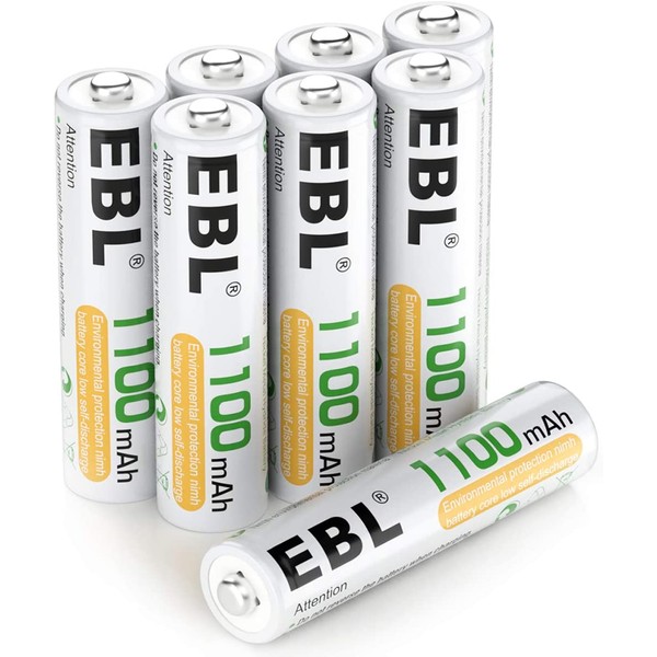 EBL 8 Pack AAA Ni-MH Rechargeable Batteries AAA Batteries ProCyco Technology (Typical 1100mAh, Minimum 1000mAh)