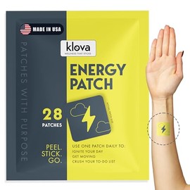 Klova Parches energéticos con cafeína, extracto de té verde, extracto de hoja de menta, vitamina B3 y vitamina B6 - para mejorar la vigilia matutina
