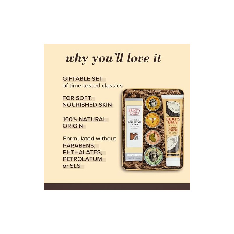 Burts Bees Classics Gift Set, 6 Products in Giftable Tin
