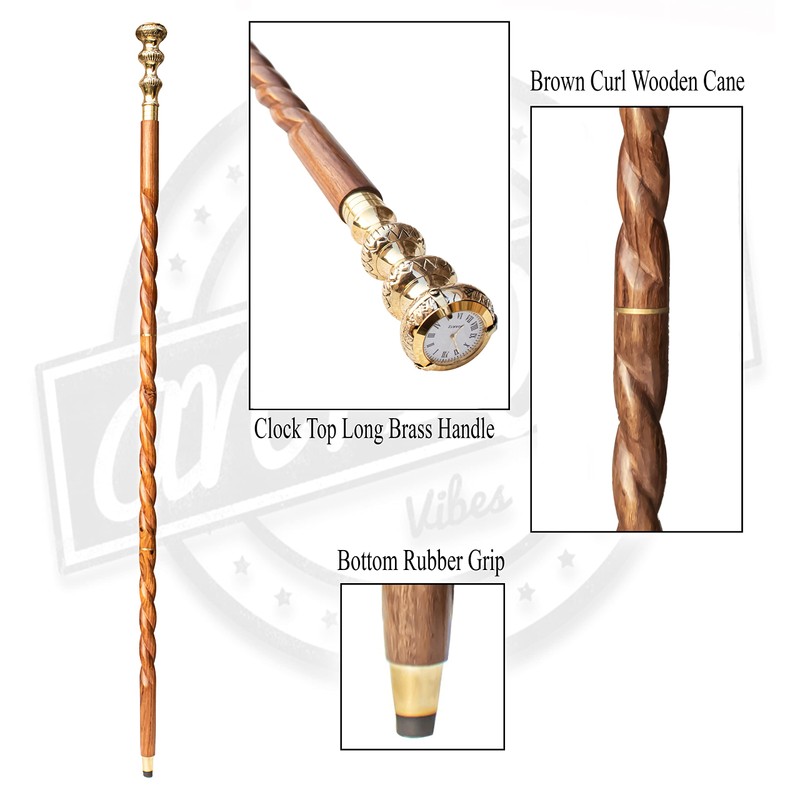 Victorian Vintage Walking Cane for Men & Women Shiny Brass