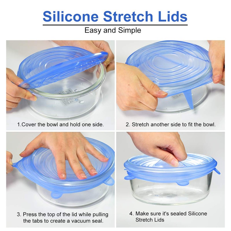 Longzon Silicone Stretch Lids 14 Pack Include 2Pcs Size up
