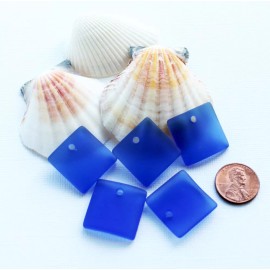 Unbranded 2 Blue Sea Glass Beads Cultured Curved Bottle Diamond Shape  - U061