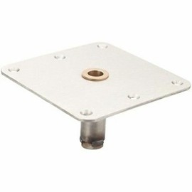 Attwood Swivl-Eze 6773-T Lock'N-Pin Stainless Steel Base Plate, Bronze Bushing - 7" x 7", Threaded Bushing