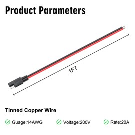 LeTaoXing 14AWG SAE Connector Extension Cable 14 Guage SAE Quick Connector Disconnect Plug SAE Power Wire for Automotive RV Cars Tractor Motorcycle Solar Panel 1FT (2Pack)