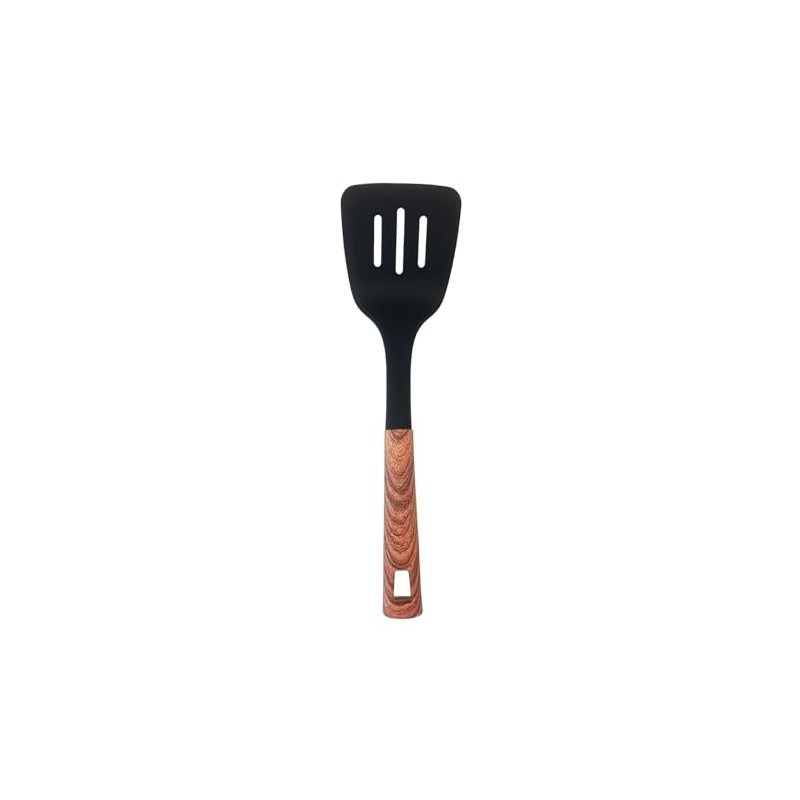 JS Gourmet Soft Touch Nylon Slotted Turner with Wood Grain