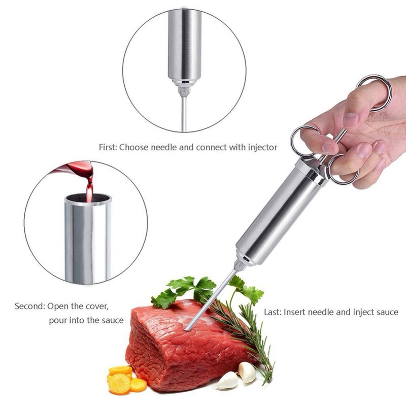 Meat Marinade Injector 304 Stainless Steel 3 Needles Sauce Seasoning