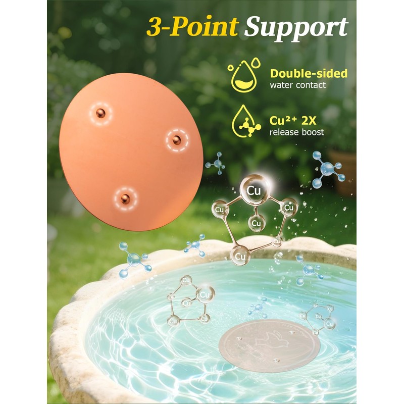 Mellbree 3-Pack Bird Bath Copper Disk, 0.6mm Reinforced 99.99% Pure