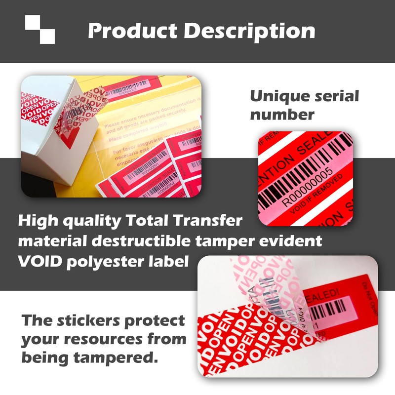 120 pcs Tamper Evident Label Sticker with Bar Code Security