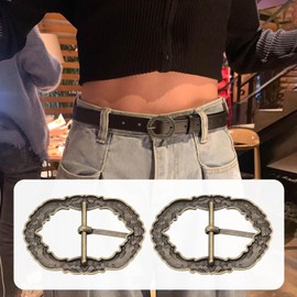 SG Store Pack of 2 Belt Buckles in Vintage Style with Pattern Metal Buckle Irregular Pattern Decorative Buckle for Braces Belt 30 x 58 mm, bronze