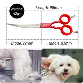Snipstar 6.75in 30° Curved Dog Grooming Scissors, VG10 Japanese Stainless Steel Professional Pet Shears, Lightweight Trimming Tool for Face & Paws on Cats & Dogs, for Home or Salon Groomer – Red