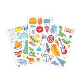 OOLY, Tattoo Palooza Skin-Friendly and Non-Toxic Temporary Tattoo for Kids - Awesome Doodles, 3 Sheets