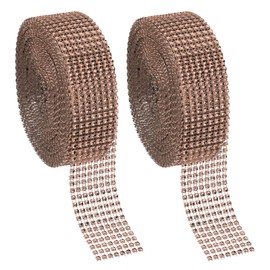 PATIKIL 2 Roll 1.5"x20 Yards Crystal Rhinestones Mesh Ribbon, 4mm Diamond Ribbon Bling Wrap Rhinestone Strips for Crafts Wedding Party DIY Decoration Jewelry Making, Rose Gold