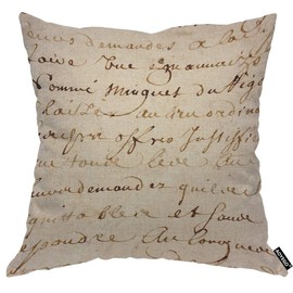 AOYEGO French Script Throw Pillow Cover Beautiful Handwriting Word Phrase Artistic Font Vintage Luxury Pillow Case 18x18 Inch Decorative Men Women Room Cushion Cover for Home Couch Bed