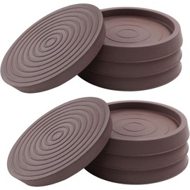 2.5 Inch Round Furnitures Coasters, 8 Pcs Rubber Caster Cups Non Slip Furniture Leg Protectors Rubber Furniture Pads for Hardwood Floors (Brown, One Size)