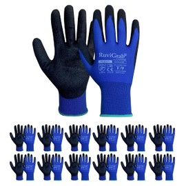 Ruvigrab Ecosandy/9/12 Pair Unisex Adult Work Glove, Blue/Black, Size 9-12 Pairs