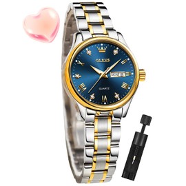 OLEVS Womens Watches Fashion Diamond Elegant Dress Analog Quartz Ladies Small Wrist Watches for Women Stainless Steel Day Date Waterproof Luminous