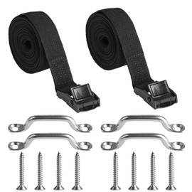 2 Pcs 1"x 118"/9.8 ft Battery Strap Hold Down, cam Buckle Straps, Battery Hold Down kit,Lashing Strap,rv Battery Box Strap, Stainless Steel Bracket and Screws for Boats, Luggage Belt, Cars