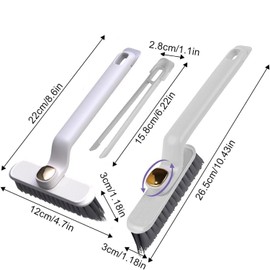 Wobestod Pack of 2 Multifunctional Grout Brush, 360° Rotating Gap Cleaning Brush, Joint Cleaning Brush, Hard Bristles, Corner Cleaning Brush for Bathroom, Floor Tiles, Wall, Kitchen (White)