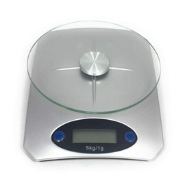 HI Digitale Küchenwaage mit Glasplatte, Kunststoff, Silber, 18 x 18 x 10 cm