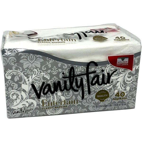 Vanity Fair Dinner Napkins, Pre Folded, 40 CT Silver (1)