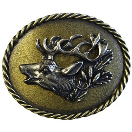 BELTINGER Belt Buckle Deer 4.0 cm | Buckle Interchangeable Buckle Belt Buckle 40 mm Solid | for Hunting Outfit | Interchangeable Belt up to 4 cm, Two-tone G/S