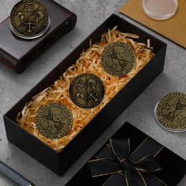 12 PCS Memento Mori Coin Stoic Double Sided Memento Vivere Reminder Token Metal Skull Challenge Coin Medallion Stoicism Gift Novelty Coins Daily Inspirational Coins for Daily Stoic Practice