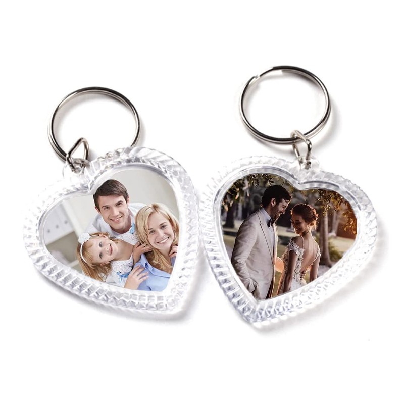 Ericotry 25PCS Heart Shaped Acrylic Blank Photo Keychains Double Sided