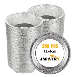 JMIATRY 250 Pcs Foil Pie Dishes, 5 Inch / 12cm Foil Pie Cases, Disposable Aluminum Round Baking Foil Trays for Small Cakes, Jam Tarts and Cakes